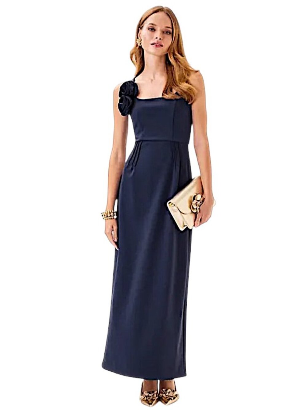 Lilly Pulitzer Jade Maxi Dress with Rosettes in True Navy NWT - Size 00 - Picture 4 of 9